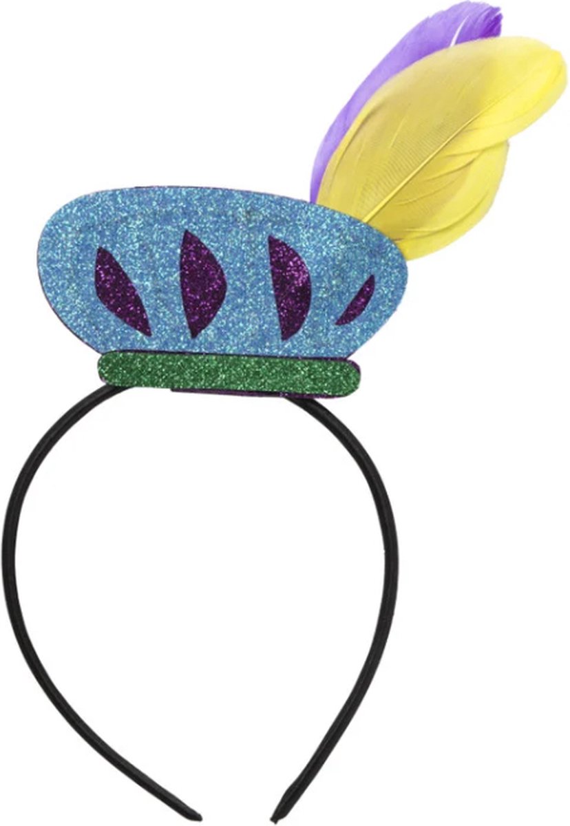 Sinterklaas Diadeem pieten baret met glitters | Sinterklaas haardecoratie | Diadeem | Blauw